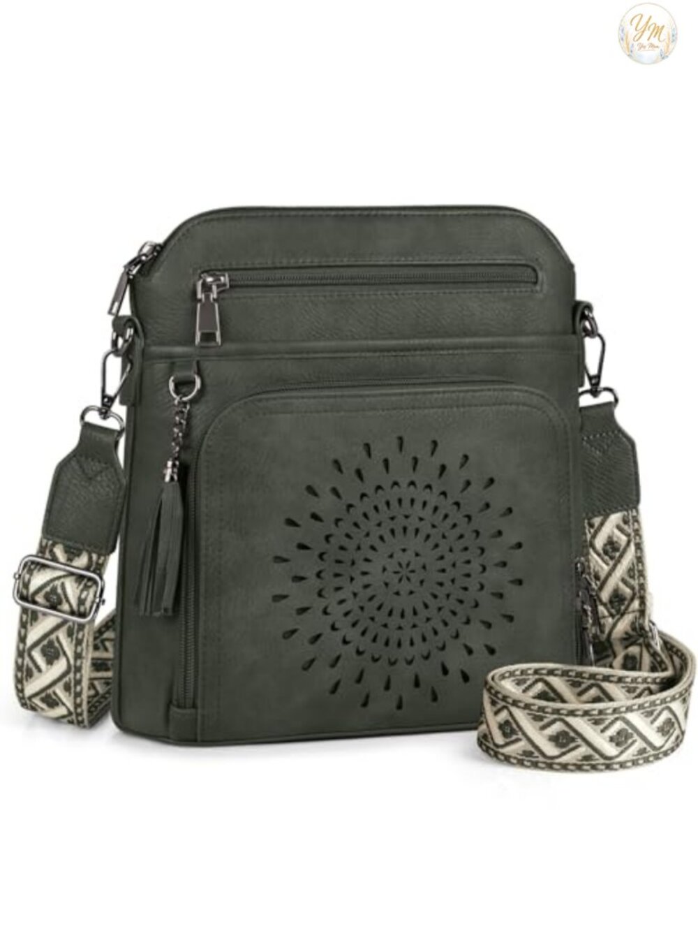 RAINSMORE Crossbody Bag Soft PU Leather Purse Built In Wallet Wide Strap Travel